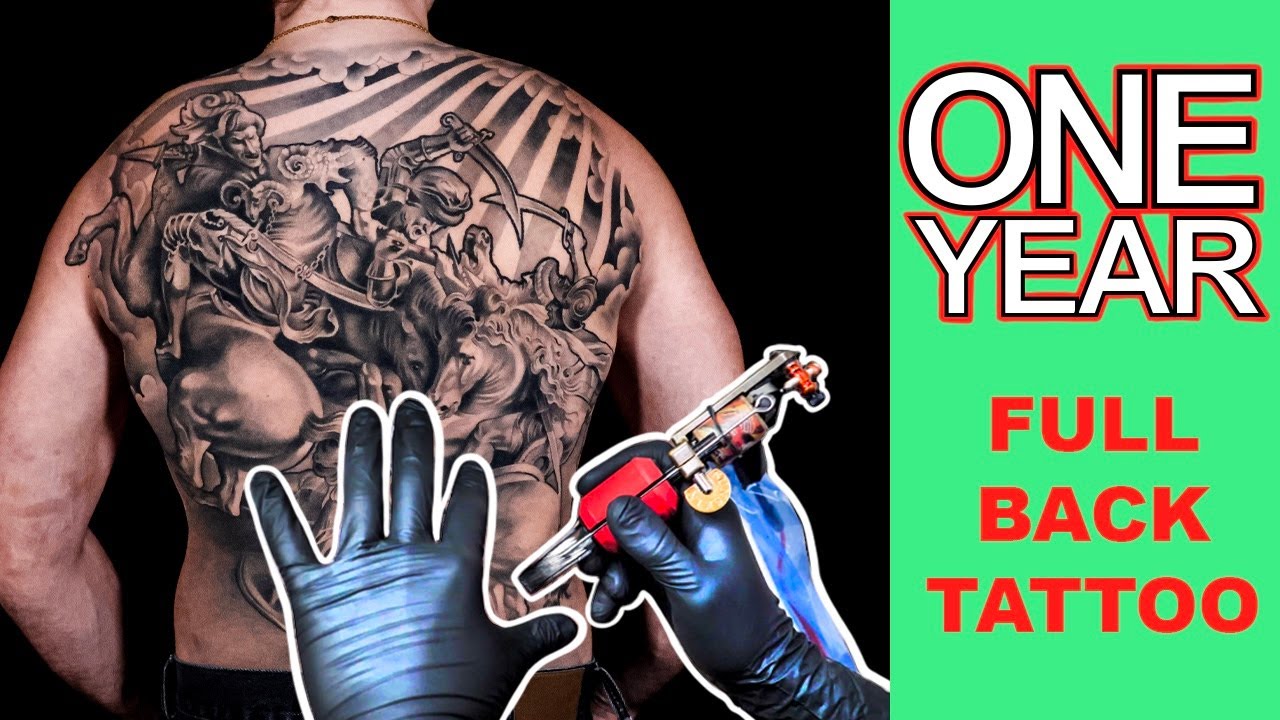 FULL BACK TATOO 1 YEAR IN THE MAKING (back tattoo ideas for men)