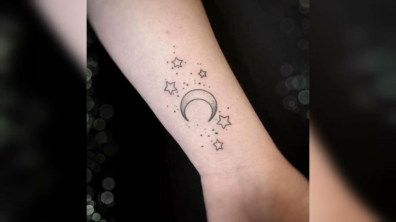 Crescent Moon and Star Tattoo