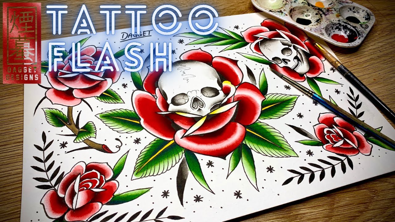 How to paint tattoo flash | Design, theme and layout 🌹💀