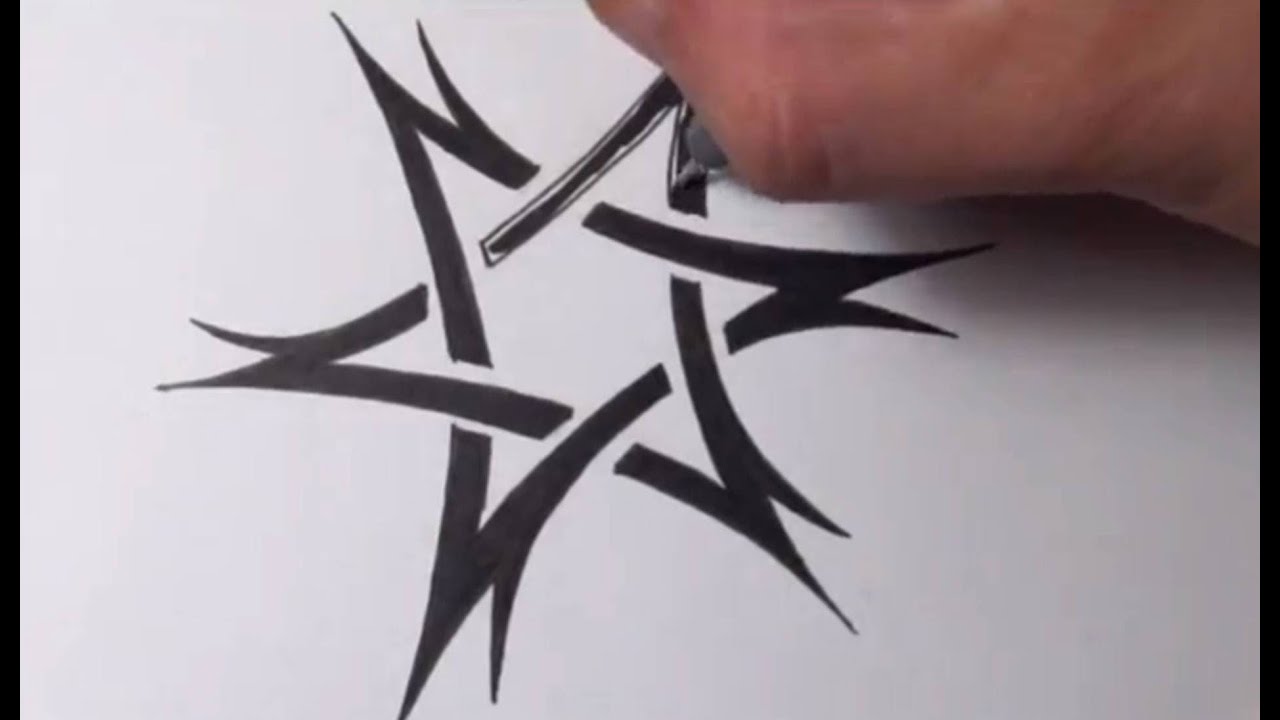 Drawing a Tribal Star of David Tattoo Design - Quick Sketch
