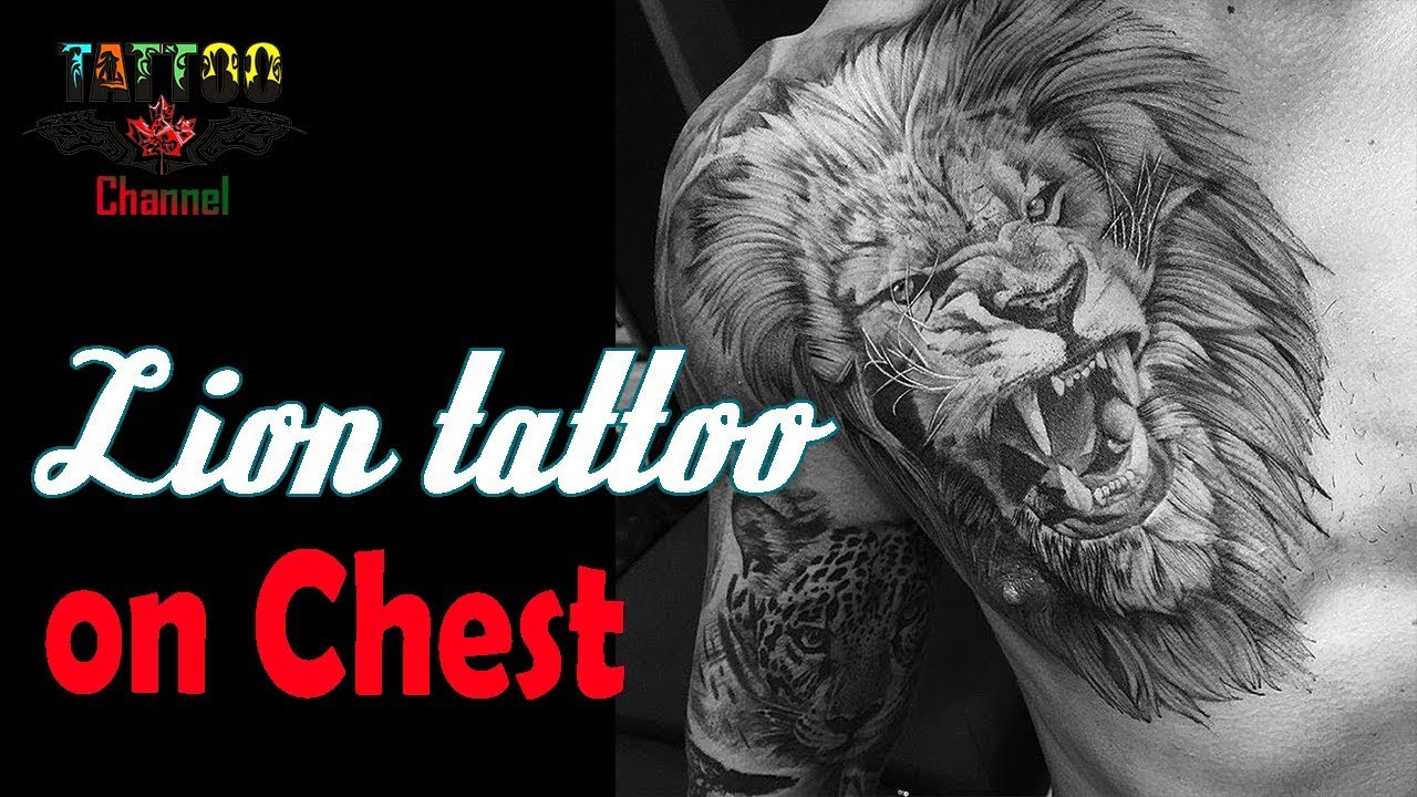 Lion tattoo on chest