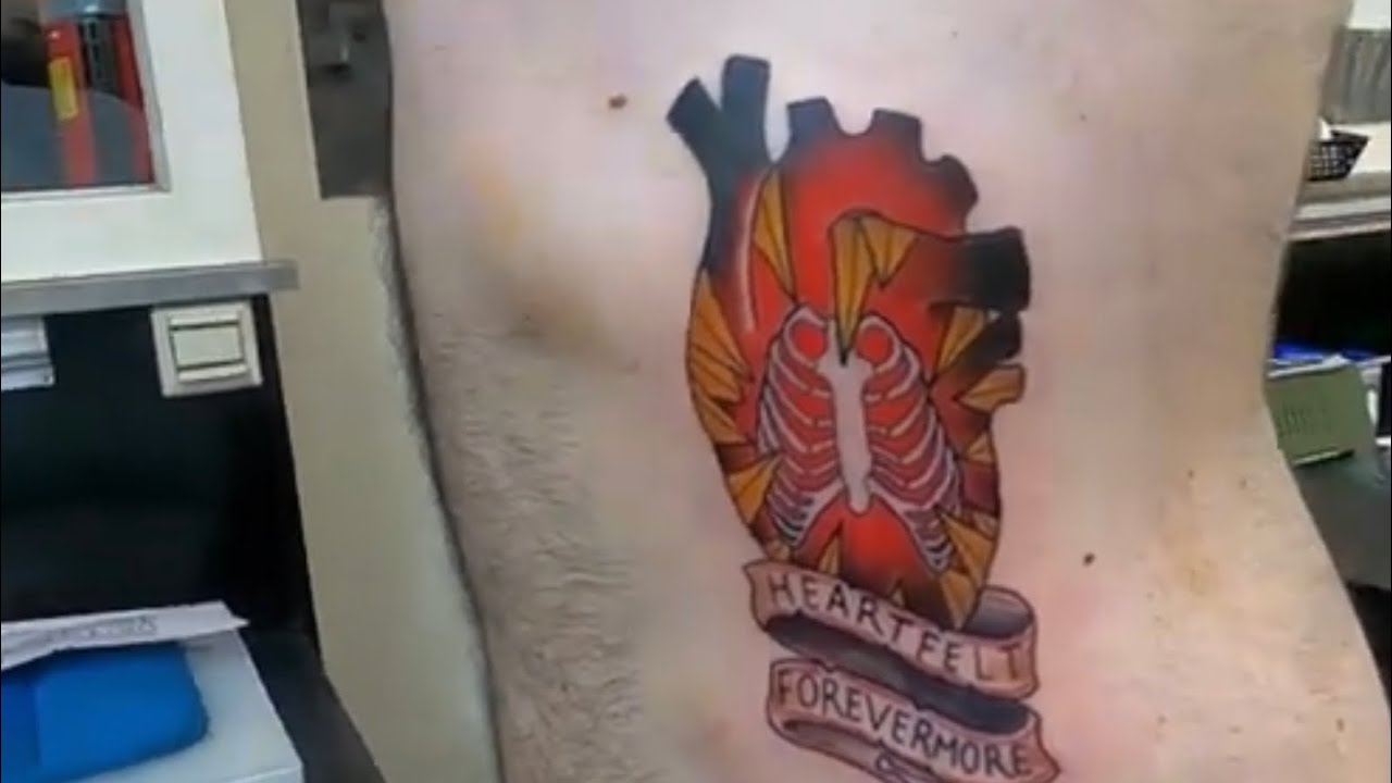 American Traditional Anatomical Heart Tattoo