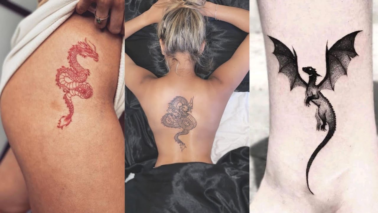 Inspirational Dragon Tattoo Designs For Women  |  Tattoo dragon back , sleeve and thigh designs 2022