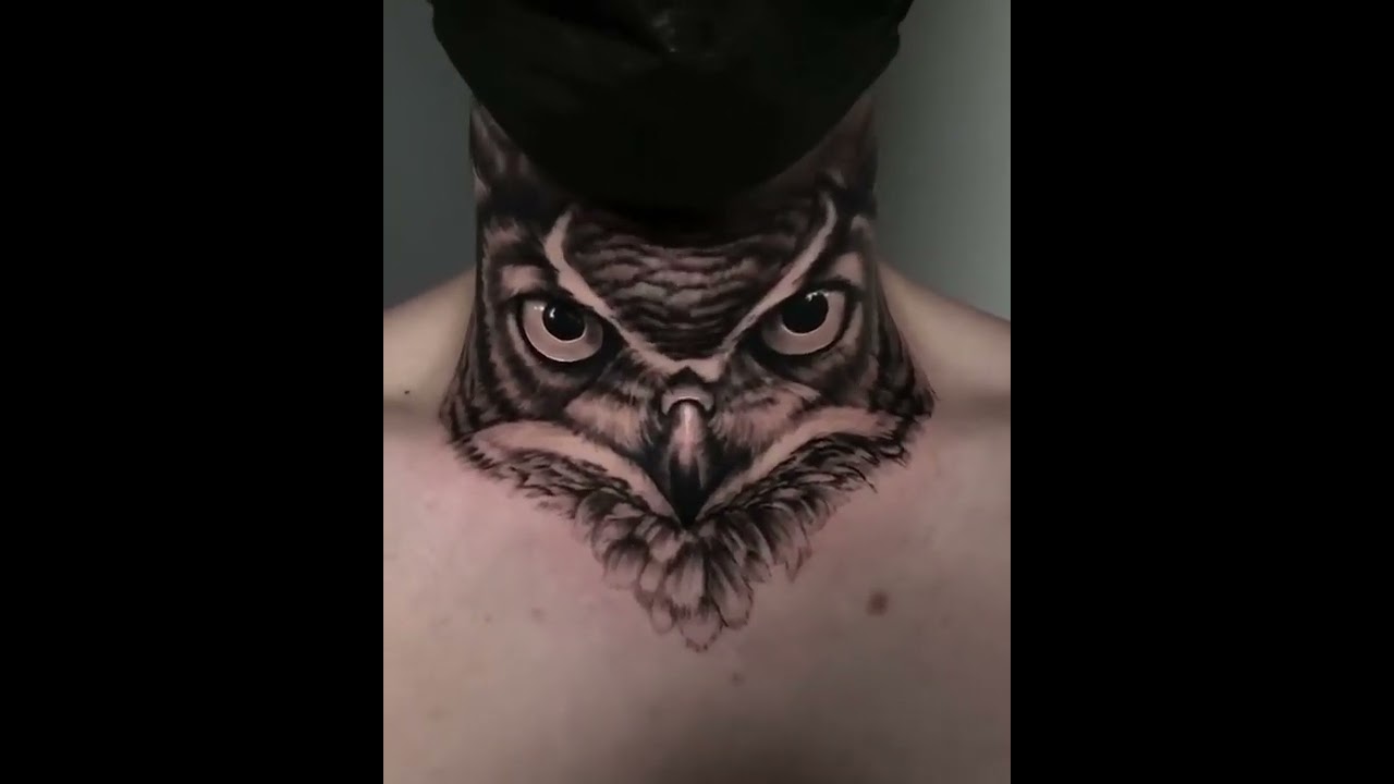 Owl Neck Tattoo Designs For Men - Bird Ink Ideas | Owl neck tattoo, Best neck tattoos