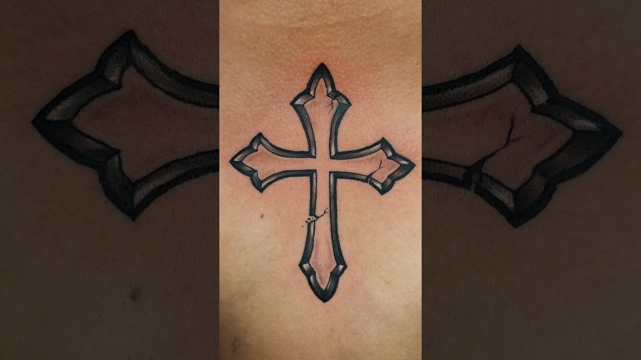 cross tattoo done in 2 hours