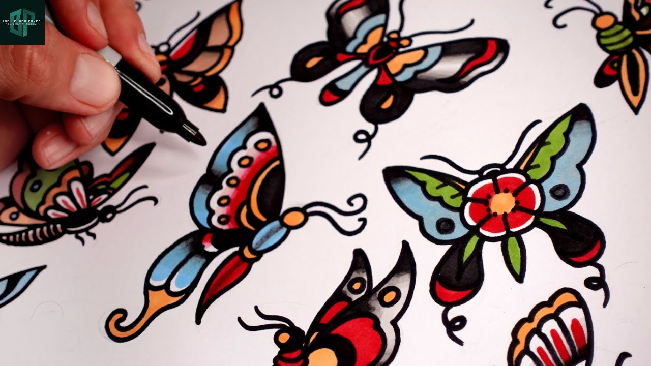 10 Easy Butterfly Designs! | How to Draw Out a Tattoo Design