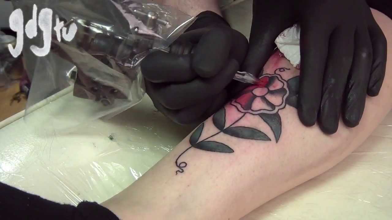 Traditional Flower Tattoo - Tattoo Being Done in Time Lapse