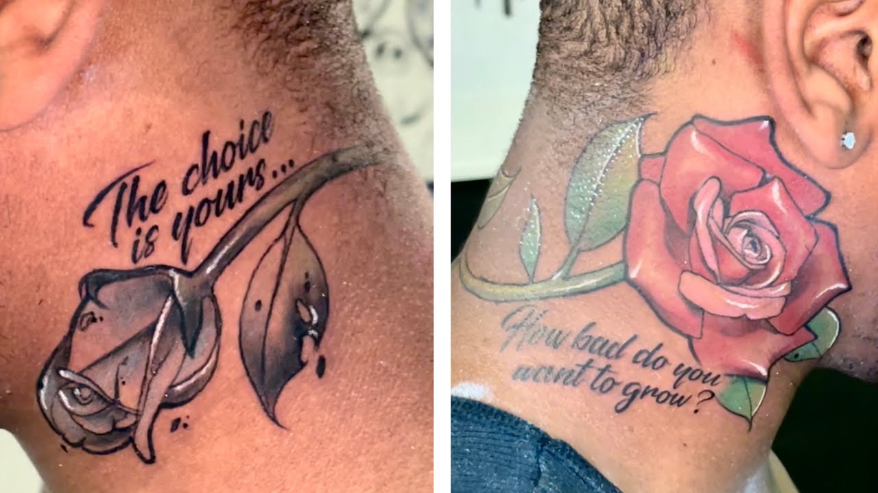Vlog: Getting MEANINGFUL rose 🌹 🥀  neck tattoo
