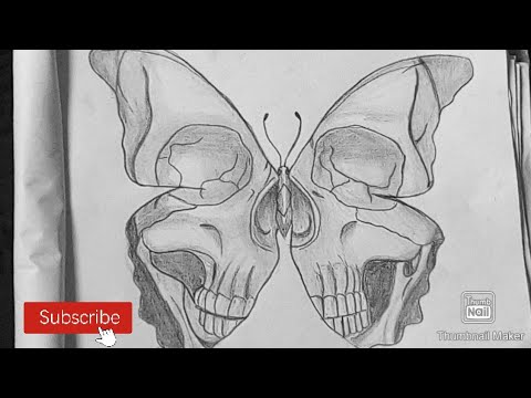 How to draw skull butterfly || easy butterfly drawing