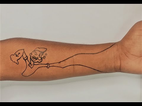 popeye cartoon temporary tattoo design on hand Tattoo by sk