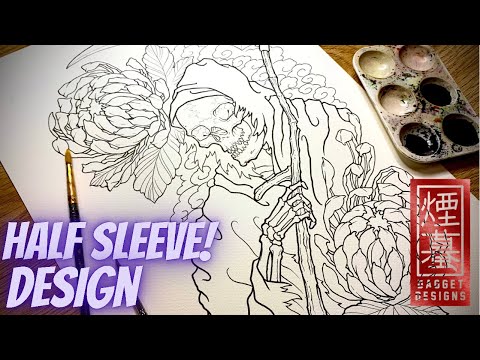 How to draw a Grim Reaper tattoo design (sleeve tattoo tutorial) - part 1