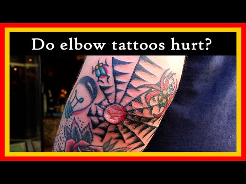 Traditional Spider web tattoo on his elbow (Painful)