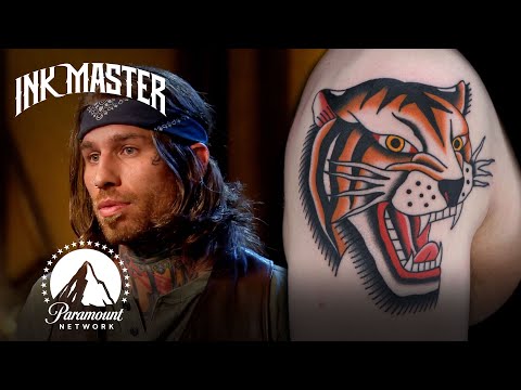 American Traditional Tiger Head Tattoo | Ink Master & Jack Daniel’s