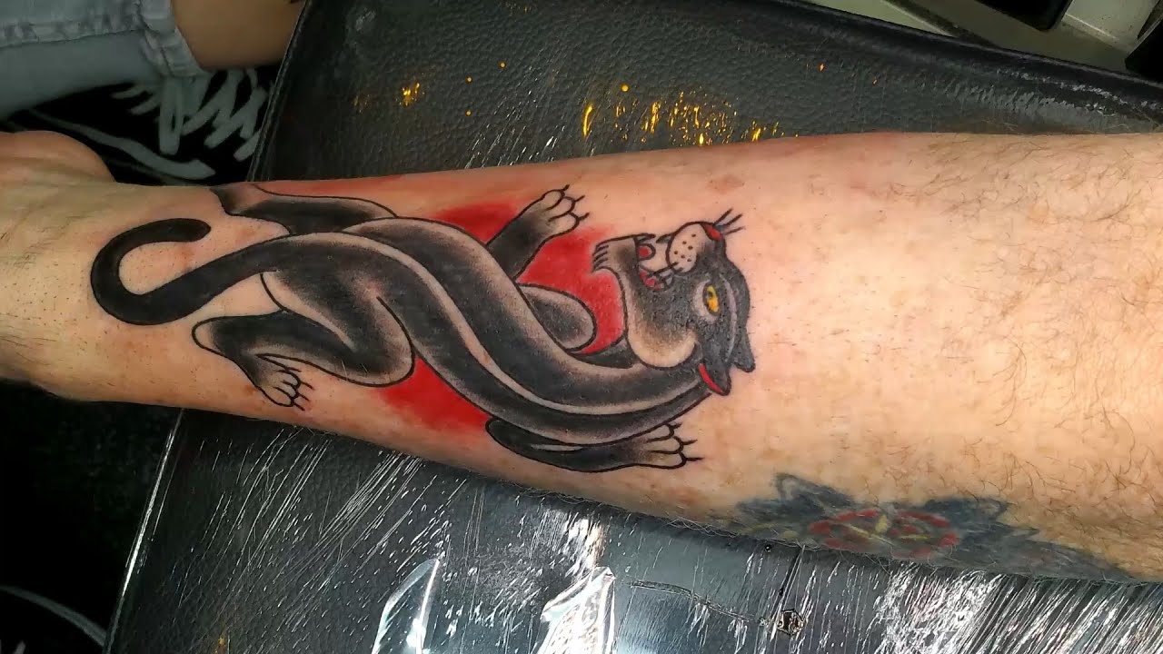 American Traditional Panther Tattoo | Tattoo Timelapse