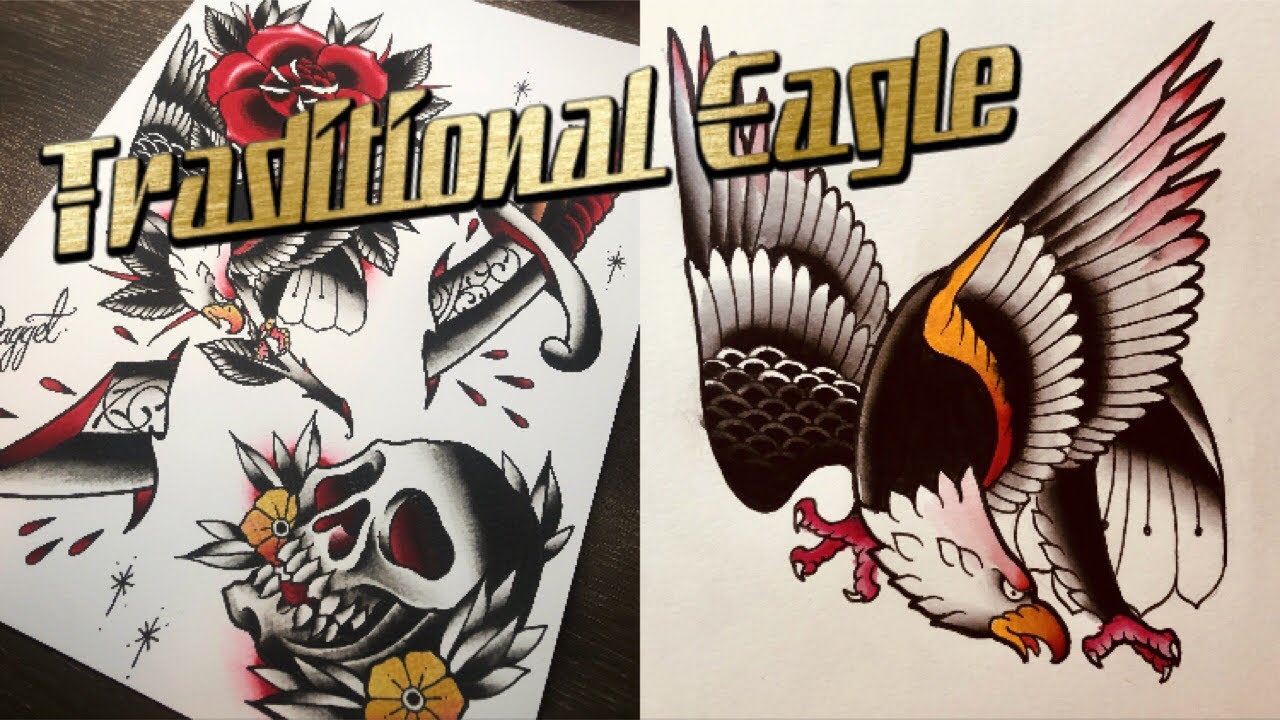 How to draw a traditional eagle tattoo!