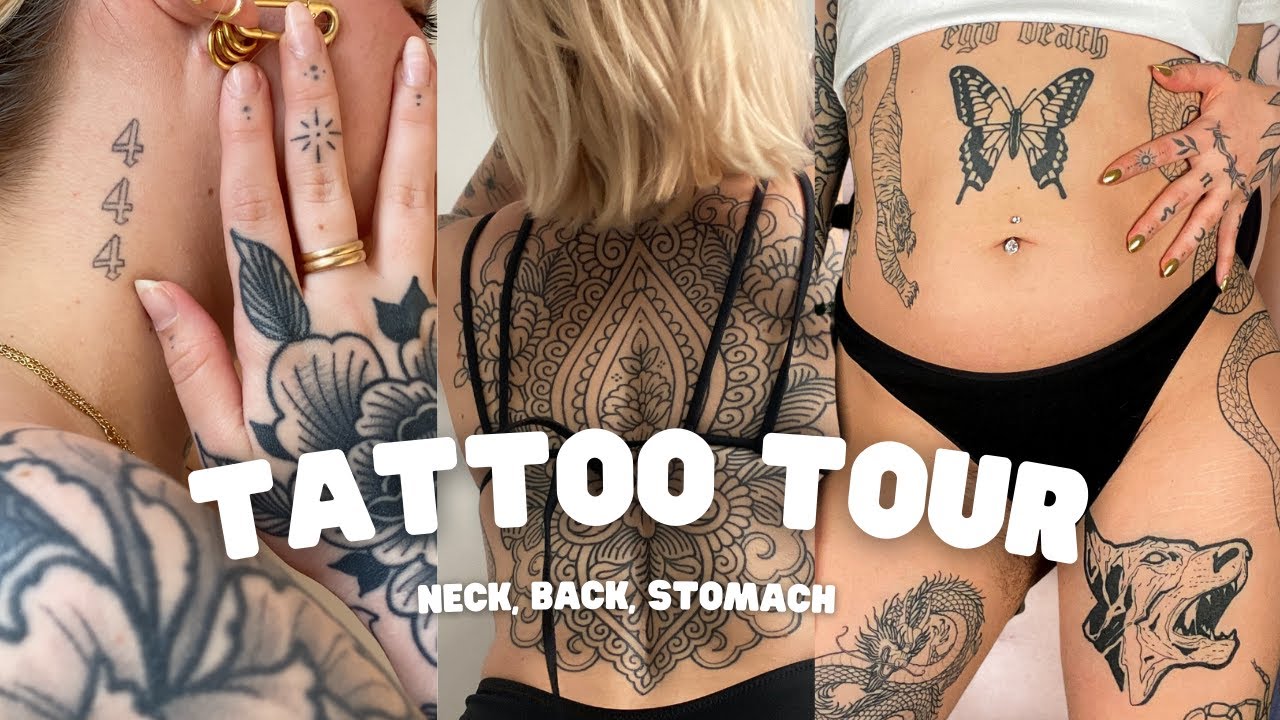 TATTOO TOUR-  Neck, back, stomach tattoos