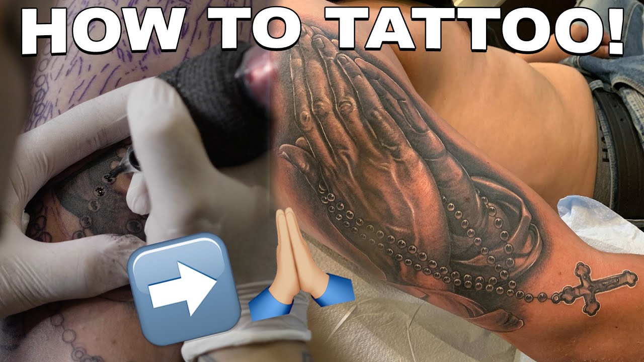 HOW TO TATTOO BLACK AND GREY (praying hands) 🙏🏻