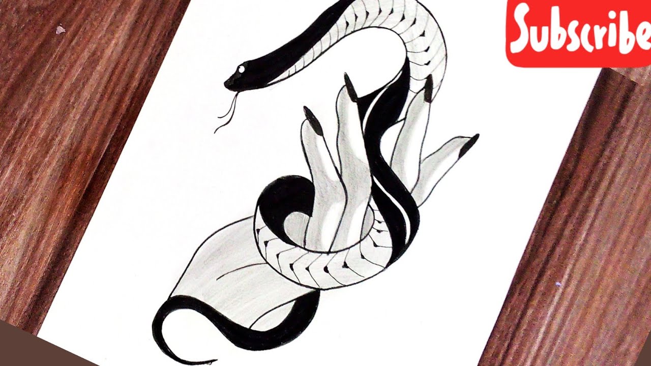 How to draw a hand with snake || snake tattoo design || tattoo drawing
