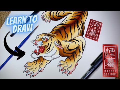 How to draw a Tiger 🐯 Traditional Japanese Tattoo