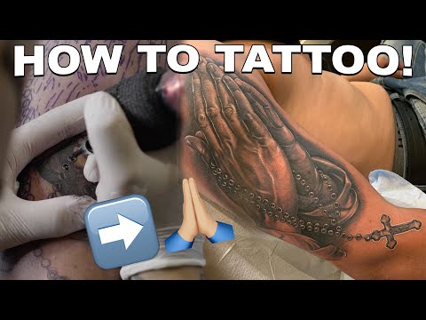 HOW TO TATTOO BLACK AND GREY (praying hands) 🙏🏻